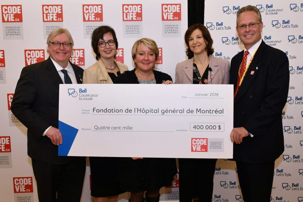 Bell Cause pour la cause remet 400 000 $ à Code Vie : La Fondation de l'Hôpital général de Montréal