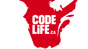 Map of Quebec with words Code Life.ca in the center