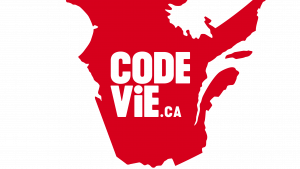 carte du Québec avec les mots Code Vie.ca au centre