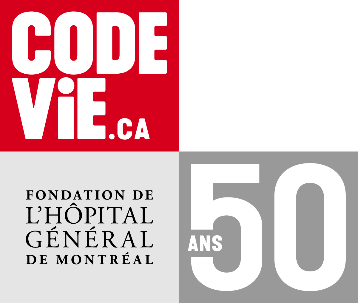 Logo de Code Vie.ca La Fondation de l'Hôpital général de Montréal 50 ans